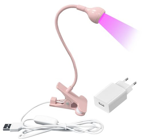 ASENTER 5W Lampe à Ongles UV Gel pose Capsules Americaine, pour Colles Vernis à Ongles en Gel, Mini Lampes de séchage pour le Durcissement de la Résine Rose Utraviolette avec Clip