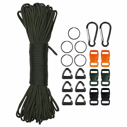 98ft/30 Mètres Nylon 4mm Paracorde kit 7 Brins en Nylon Corde Corde Multifonction pour Parachute Bracelet Set de Bracelet Paracord Cordelettes DIY Bracelet (Vert armée, 4mm x 30m)