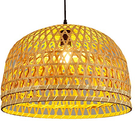 SwePer Tropical Bamboo Basket Chandeliers Hand-Woven Wicker Pendant Light Pastoral Style Hollow Hanging Lamp Farmhouse Double Layer Suspension Lights for Restaurant Rustic Corridor Bar Teahouse