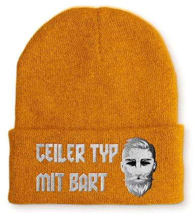 Spruchmütze Beanie Geiler Typ mit Bart lustige Strickmütze Wintermütze OneSize, Farbe: Mustard