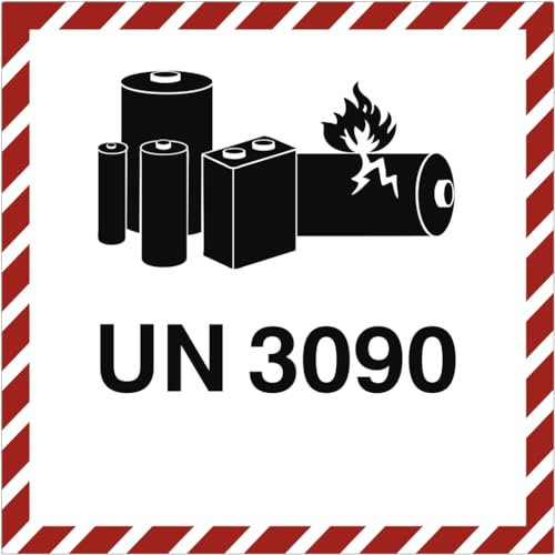 Dreifke® Gefahrzettel LITHIUM METAL BATTERY UN 3090, Folie, 100x100 mm, 1000 Stück