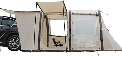 Kofferraum-Heckverlängerungszelt, SUV-Heckklappenzelt für 3–5 Personen, 4-Jahreszeiten-Autozelt für große Raumfahrzeuge mit transparentem PVC-Fenster für Camping, Picknick, Musik, Festivals, Reisen