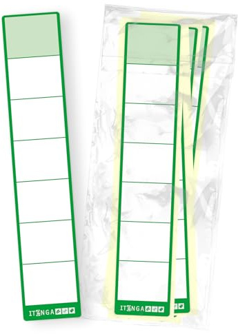 itenga 50x Ordneretiketten SCHMAL Ordnerrückenschild für schmale Ordner I Aufkleber für Ordnerrücken selbstklebend aus Haftpapier 3,6x19cm (grün)
