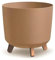 Indoor Plant Pot Zinnia Stylish and Durable Planter for Houseplants (Cylindrical Pot ECO WOOD Diameter 29.8cm x Height Including Legs 28.5cm - Natural)