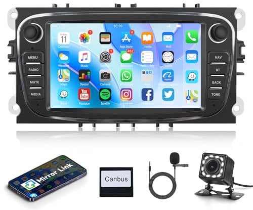 Android 13 Double Din GPS Car Stereo for Ford Focus Mondeo C-MAX S-MAX Galaxy II Kuga Radio 7'' Touch Screen Car Radio with Bluetooth GPS FM/RDS/EQ/USB/SWC Mirror Link Backup Camera