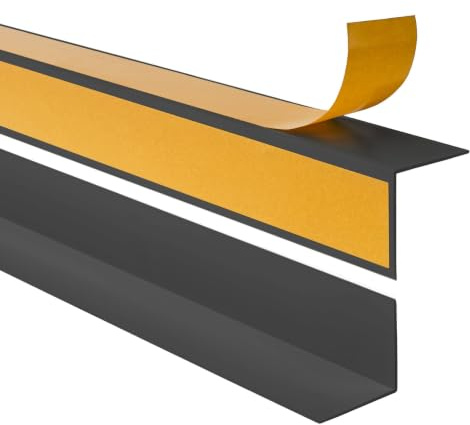 Quest Cornière d'angle PVC 25 x 15 mm Autoadhésive - Gris foncé, 200 cm | Profilé de protection des bords en PVC rigide, résistant aux chocs, sans perçage, murs et rebords, maison & bureau