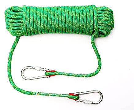 Kletterseil, 12 mm Kletterseil, 15 m (49 Fuß), 25 m (82 Fuß), 40 m (131 Fuß), 60 m (196 Fuß), statisches Kletterseil mit 2 Stahlhaken, Abseilseil for Outdoor-Wanderungen, Sicherheits-Fluchtseil, Rettu
