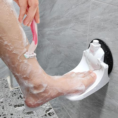 Noverlife Shower Foot Rest for Shaving Legs with No Drilling Suction Cup, Non-Slip Pedicure Foot Rest for Nail Tech, Reusable Bathroom Foot Rest Pedal Suitable for Pregnant Women & Back Pain Sufferers