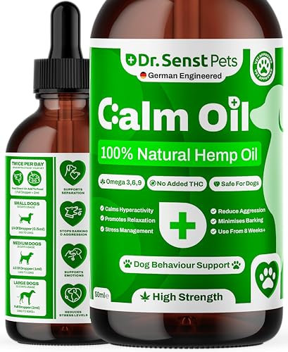 Dr. Senst Hemp Oil For Dogs UK 50ml Dog Calming Supplement For Pet Anxiety, Stress, Barking, Fireworks Hip & Joints | 100% Natural & Works With Calming Dog Treats,Tablets & Spray | Herbal Relief Drops