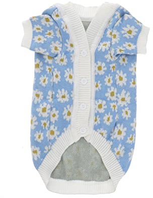 GREENADSCAPE Strickpullover Für Welpen Mit Blumenmuster Entzückende Haustier-Kleidung Bequem Und Warm Für Kleine Hunde Im Winter