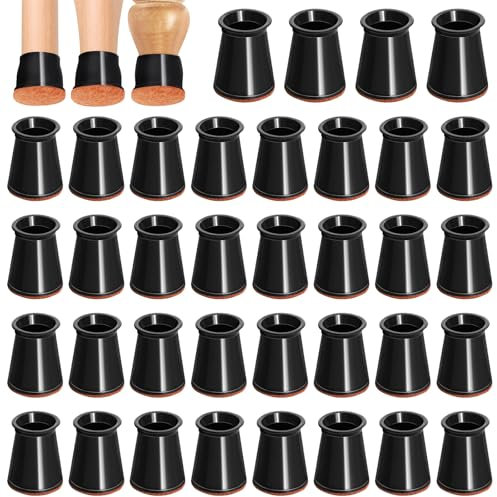 LLTLGF 36 pièces Protection Pied de Chaise, Noir Petit Patin de Chaise Protections Tampon de Sol,Patins pour Chaises en Silicone avec Feutre épaissi,réduire Les Rayures, Petite