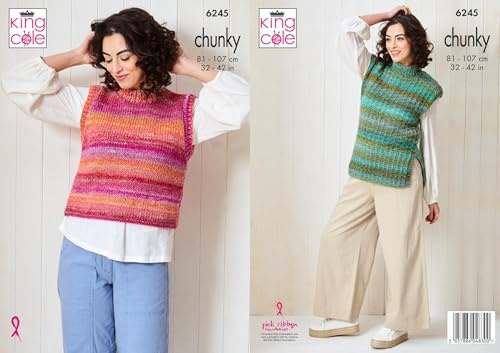 King Cole Ladies Chunky Knitting Pattern Womens Sweater & Tunic (6245)