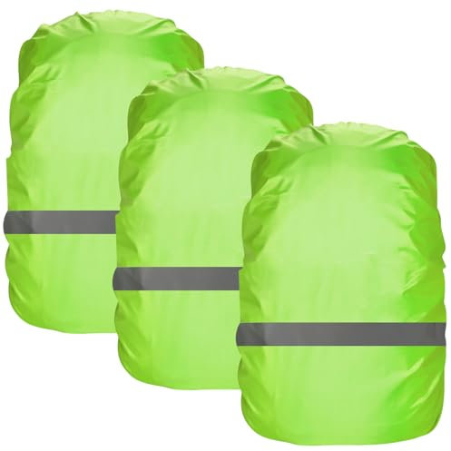 3 Funda Impermeable para Mochila, 18-25l Protección de Lluvia para Mochilas con Rayas Reflectantes Cubierta Impermeable para Mochila, Cubierta de Lluvia para Mochilas de Viaje