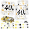 20 Stück Servietten 40. geburtstag+ 12 Stück Windlicht Tischdeko 40 Geburtstag + 500 Stück Konfetti 40 Geburtstag Deko Schwarze Gold, Deko 40. Geburtstag, Tisch Deko 40 Jahre Happy Birthday Jubiläum