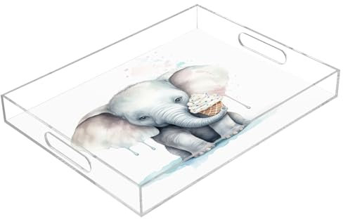 Bandejas acrílicas para servir helados, bandeja rectangular transparente con asas, bandeja para servir mesa de café, cocina, baño