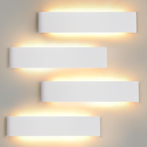 Mille Lucciole LED Wandleuchte Innen 4 Stück,Wandleuchte Innen Dimmbar 18W 28CM 2160LM,Wandlampe Dimmbar Schlafzimmer 3000K/4000K/6500K 3 Farbmodi,Wandlampe für wohnzimmer IP44 Wasserfest Weiß