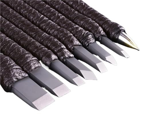 Wood Carving Kit 8pcs/10pcs Tungsten Steel Chisels Set for Woodworking & Stone Carving, Professional Wood Carving Tools with Storage Bag (Durable & Portable)(8pcs)