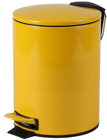 Urban Living 3 Liter Tret-Mülleimer Kosmetikeimer Tretmülleimer mit Absenkautomatik - herausnehmbarer Einsatz mit Henkel (Gelb)