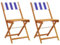 Genérico Wenjingqi 367686 Bistrostühle, 2 Stück, massives Akazienholz und Stoff, Blau, Blau