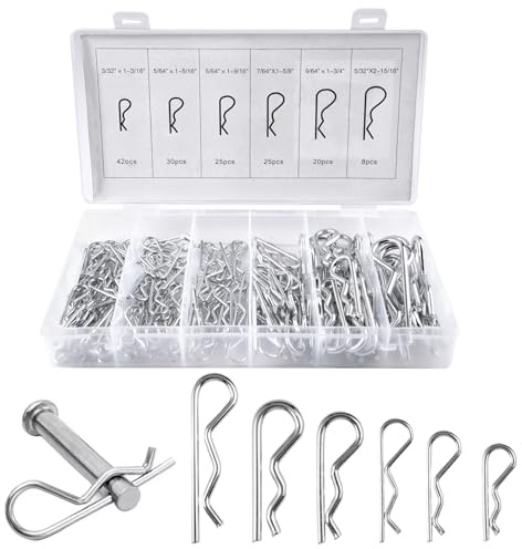 150 Stück Verzinkte Sicherungssplinte, 6 Größen Splinte Sortiment Kit, Federsplinte Federstahl mit Sortimentskasten, Splinte Sortiment R Clips Set, für Automobil,Motor,Fahrradbefestigung und Reparatur