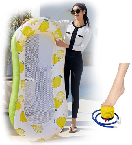 Furforstk colchoneta Piscina Adultos 150 x 78cm colchoneta Playa con Dispositivos inflables, flotadores Piscina Adultos, Pool Floats for Adults para diversión de Verano, Fiesta de Agua (Amarillo)