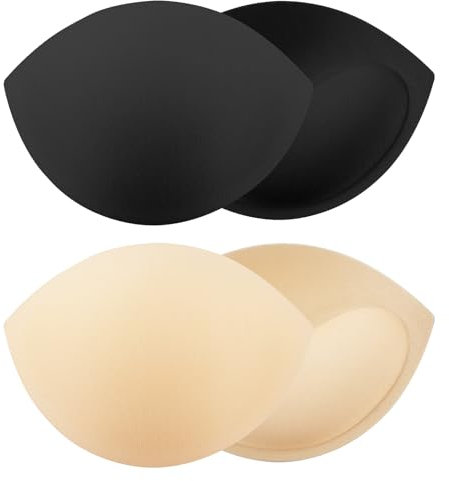 Psyqtsuary 2 Paare BH-Einlagen, Herausnehmbaren BrüSte BH-Pads, Bikinis Pads, UnterwäSche Bikini BH EinsäTze Pad, Sport BH Cups Einlagen Push Up Pad, Schwarz & Hautfarbe, S