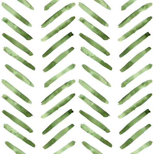 VEELIKE Tapete Geometrische Muster Grün Fischgrätmuster Mustertapete 44.5cm x 300cm Grüne Geometrische Tapete Selbstklebend Boho Chevron Fototapete Schlafzimmer Kinderzimmer Badezimmer Wasserfest
