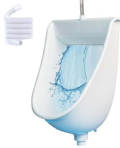 Urinario sin agua, Urinarios para hombres Monte de pared de 9.5x12.6x18.5in a prueba de derrames PP orinal masculino con 59 mangueras y agujeros de entrada de agua en el margen de alimentación pesada