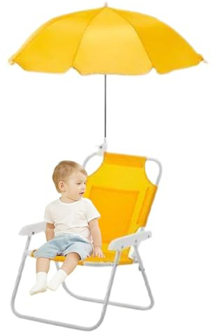 Silla de playa infantil – Silla de playa con parasol, estructura reforzada antideslizante para viajes, jardín, piscina de picnic al aire libre