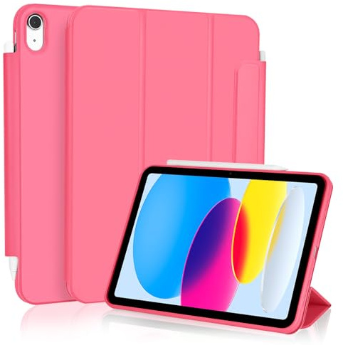 Funda para iPad (A16) de 11ª y 10ª generación (2025/2022) con cierre magnético, TPU suave, resistente a los golpes, triple soporte, funda protectora para iPad 11/10, protector de coche / dormir rojo
