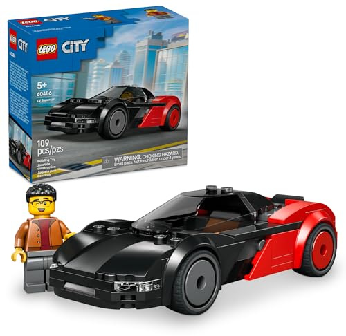 LEGO City EV Supercar Building Toy for Kids - Pretend Play Set for Boys & Girls, Ages 5+ - Sports Car Toy W/Driver Minifigure - Gift Idea for Birthdays - 60486