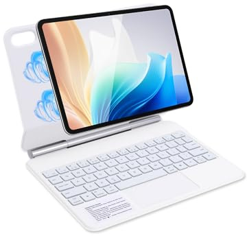 Gugxiom Funda con teclado para iPad 11 A16 2025/10 10,9 pulgadas 2022, teclado mágico con panel táctil, retroiluminación Magic Keyboard Case (blanco)