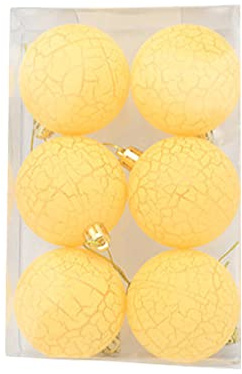 6 x Christmas Baubles Christmas Tree Decoration Hanging Decoration 8 cm (Yellow A)