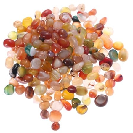 LOORGVEL Ziersteine für Aquarium 500g Naturstein Rund Bunt Glatt