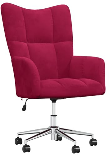 XHNIFBN Relaxstuhl Weinrot Höhenverstellbarer Drehsessel mit Samtbezug 61,5x69x(94,5-102) cm Modernes Design und Bequeme Polsterung für Living Room Home Office
