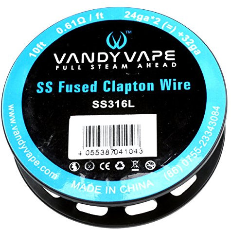 VandyVape SS316L Fused Clapton Draht zum Selbstwickeln von Coils, circa 3 m Rolle, 0,56 mm x 2 + 0,23 mm (24 awg x 2 + 32 awg)