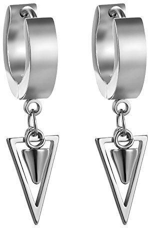 JewelryWe Schmuck Damen Herren Creolen Ohrringe Edelstahl Geometrisches Dreieck Huggie Kreolen Ohrstecker Ohrhänger, Silber