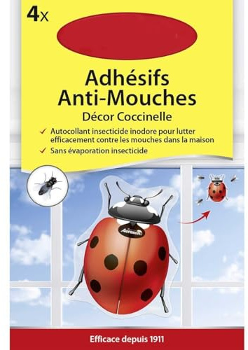 Set di 4 adesivi per mosche, decorazione coccinella