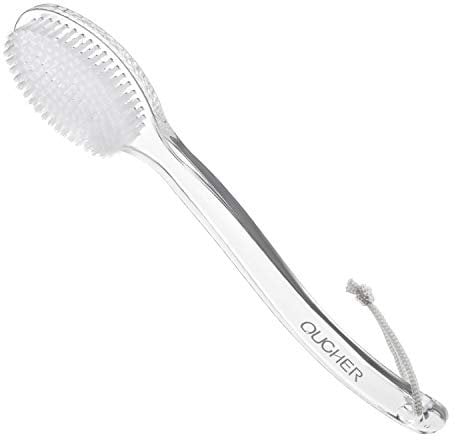 QUCHER Komfortable Duschbürste mit langem Griff, Badebürste, weiche Nylonbürste, sanftes Peeling, Verbesserung der Hautgesundheit, für Männer und Frauen geeignet