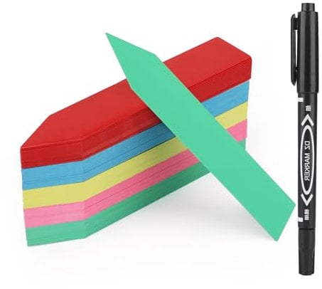 KINGLAKE 100Stk Pflanzschilder Bunt Pflanzenstecker Kunststoff Gartenschilder Mit Marker Zum Beschriften Wetterfest Pflanzen Etiketten Für Draussen,10x2CM