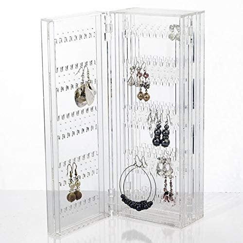 Espositore Gioielli Gioielleria Porta Portaorecchni Espositore Portagioie Pieghevole in Acrilico Porta Orecchini Espositore per Orecchini, Collane e Bracciali Idee Regalo Donna