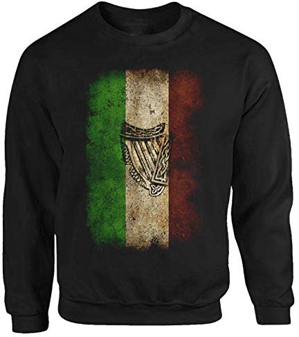 Tex-Ha Ireland Flag Irland Fahne Dublin schwarz Sweatshirt Pullover (2XL)