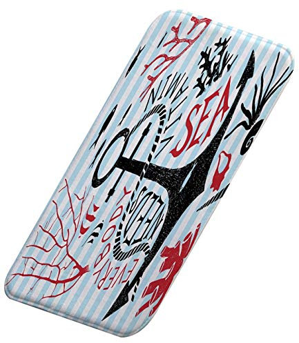 A.Monamour rutschfest Saugfähig Waschbar Badematte Korallenfisch Muschel Anker Silhouette Nautischen Blau Weiß Weich Flanell Badezimmerteppich Badteppich Badvorleger Badewanne Dusche Duschvorleger