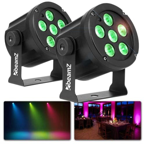 BeamZ SlimPar30 2er Set Discolicht Partylicht Set mit 3x PAR LED Disco Licht Party Lichter, 3 LED-Discoleuchten für Partybeleuchtung oder für DJs, Bühnenbeleuchtung Set