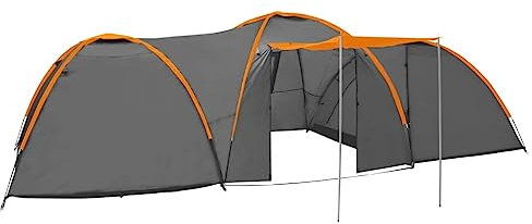 vidaXL Camping Igluzelt Campingzelt Kuppelzelt Zelt Strandzelt Familienzelt Festival-Zelt Outdoor 650x240x190cm 8 Personen Grau Orange