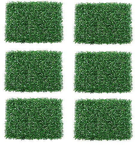 Eeneme 6 Stück Künstliche Pflanzenwand, Künstliche Graswand, Sichtschutz Hecke Hintergrund, Faux Buchsbaumplatte für Balkon Haus Zimmer Garten Hochzeit Girlande, 60 x 40cm