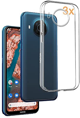 REY Pack 3X Cover in Gel TPU Trasparente per Nokia X10 - Nokia X20, Ultra Sottile 0,33 mm, Morbido Flessibile, Custodia Silicone