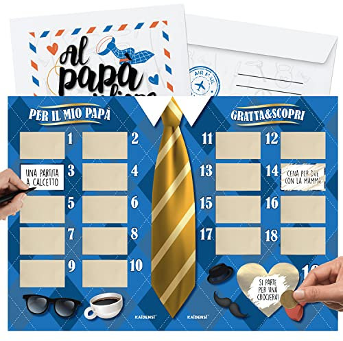 Idee Regalo Festa del Papà Originale - Calendario Papà Gratta e Vinci Personalizzato - Idee Regali Divertenti Originali - Gadget Personalizzati Compleanno Uomo