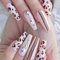 RUNRAYAY Leopard Print Press On Nails Long Fake Nails, Pink Acrylic Ballet French with Nail Rhinestones Design Nail for Women And Girls