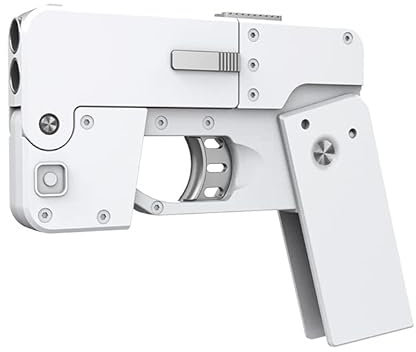 Mobile Phone Shape Folding Soft Bullet Gun Toy, 2023 Deformation Folding Mobile Phone Shell Ejecting Toy Gun with Cartridge Case Organization and Bullets (White)-White